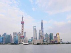 Time Lapse - Shanghai Skyline at Twilight Stock Footage