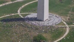'WS ZO AERIAL Shot of Washington Monument  / Washington DC, United States' Stock Footage