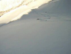 Point of view of a snowboarder in powder snow Stock Footage