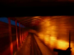 mountain train crossing tunnel Stock Footage