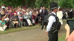Prince William and Duchess of Cambridge Arrive For Christening Of Princess Charlotte News Clip
