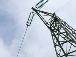 Electrical tower with camera panning Stock Footage