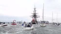CLEAN : L'Hermione leads New Yorks July 4 Parade of Ships News Clip