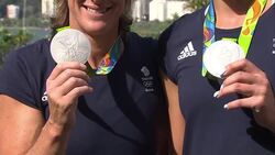 Victoria Thornley and Katherine Grainger posing with silver medals at Rio 2016 Olympics News Clip