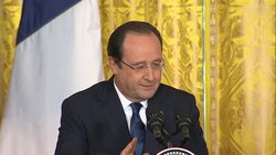 President Barack Obama spoke out on the Iranian nuclear situation and the conflict in Syria during a joint news conference with French President Francois Hollande. On Iran, Obama vowed to come down hard on firms not complying with sanctions (Feb. 11) News Clip