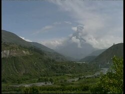 WA Volcano Eruption scenic, view down valley with erupting Mount Tunguragua in the distance, Ecuador Stock Footage