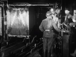 Miners and boys descend to the underground mining tunnels. France, 1952 Stock Footage