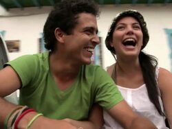 MS POV Couple riding through small town in back of pickup truck / Quimbaya, Quindio, Colombia  Stock Footage