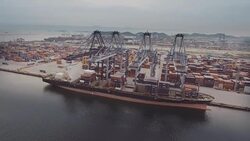 Container Terminal - Aerial view Stock Footage