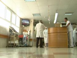 Patients and staff in reception of Gaza hospital News Clip