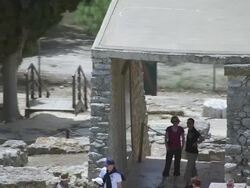 MS AERIAL ZO Shot of tourist near Knossos / Heraklion, Crete, Greece Stock Footage