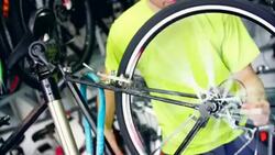 Bicycle repair. Stock Footage