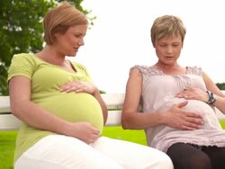 HD: Pregnant Women Having Fun Outdoors Stock Footage