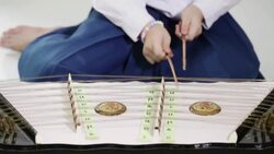 Thai wooden dulcimer musical instrument Stock Footage