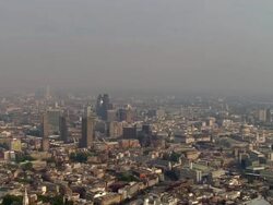 Aerial view wide shot London / zoom in on St. Paul's Cathedral / London Stock Footage