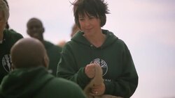 Volunteers moving through check in line Stock Footage