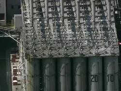 WS AERIAL ZI ZO PAN View of industrial area at Antwerp Docks / Flemish Region, Belgium Stock Footage