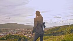 SLO MO Ecstatic businessman punching the air Stock Footage