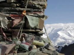 Prayer Flags on a Mountain Summit, Nepal Stock Footage