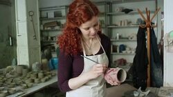 Woman Working Potters Stock Footage
