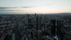 sunset over Frankfurt city Stock Footage