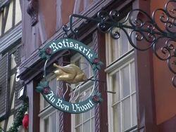 MS ZO  View of  restaurant sign / Strasbourg, Alsace, France Stock Footage