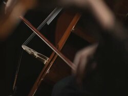 rack focus from bass and cello in the background to a violin in the foreground Stock Footage