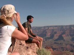 HD: Tourists by the Grand Canyon Stock Footage