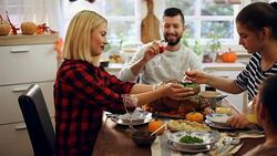Families Have a Traditional Holiday Dinner Stock Footage