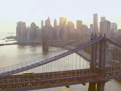 WS AERIAL View of Brooklyn Bridge / New York, United States Stock Footage
