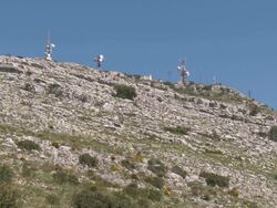 WS LA View of transmitting antenna at park / Antequera, Andalusia, Spain Stock Footage