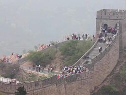 WS View of Tourists on Great Wall at Badaling / Beijing, China Stock Footage