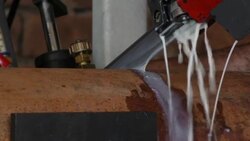 Pipe cutting with power saw Stock Footage