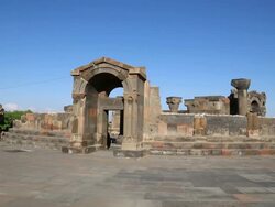Zvartnots Cathedral, general view of the church Stock Footage