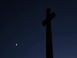SHADOWS OF WAR: The Cross Of Sacrifice in Louvencourt, France. Stock Footage