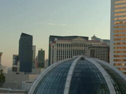 PAN of the Las Vegas strip at sunset Stock Footage