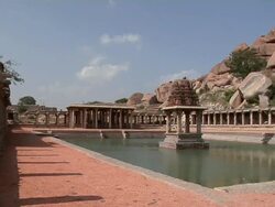 WS PAN Krishna Temple/ Hampi, Karnataka, India Stock Footage
