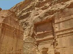 Tilt Down Shot Urn Tomb Petra Maan Jordan Stock Footage