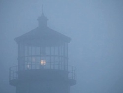 Cape Cod Lighthouse in fog Stock Footage