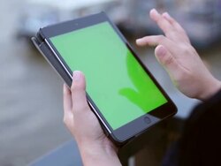 Chroma key in tablet Stock Footage