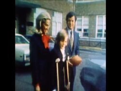 SYND 01-12-73 EDWARD KENNEDY JUNIOR LEAVERS WASHINGTON HOSPITAL AFTER LEG AMPUTATION News Clip