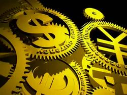 Gear and currency symbols Stock Footage