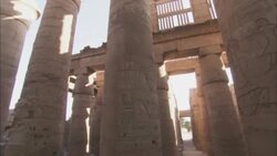 Many columns comprise ancient ruins in Karnak, Egypt. Stock Footage