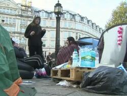 Ground shots of St Paul's Cathedral protest camp News Clip