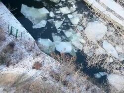 winter - river with ice and snow Stock Footage