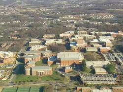 MS AERIAL Shot of University of North Carolina / North Carolina, United States Stock Footage
