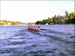 MS team of eight women in rowing boat, Australia Stock Footage