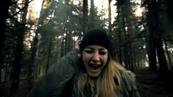 Woman having nervous breakdown in the forest Stock Footage