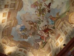 Danube, Wachau Valley, Frescoes on the ceiling in the Melk abbey (Benedictine abbey) Stock Footage