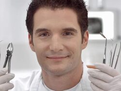 HD DOLLY: Portrait Of A Nice Male Dentist Stock Footage